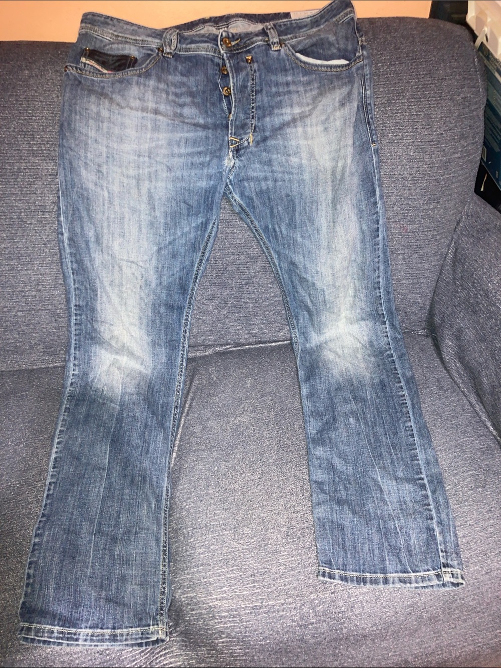 Diesel Men's Faded Blue Bootcut Jeans